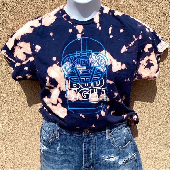 Budweiser Tops - Bud Light Football Custom Bleach Tee